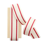 Striped Cotton Ribbon / Cream&Red