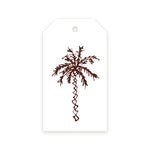 White gift tag with brown hand-drawn palm