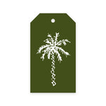 Green gift tag with white hand-drawn palm