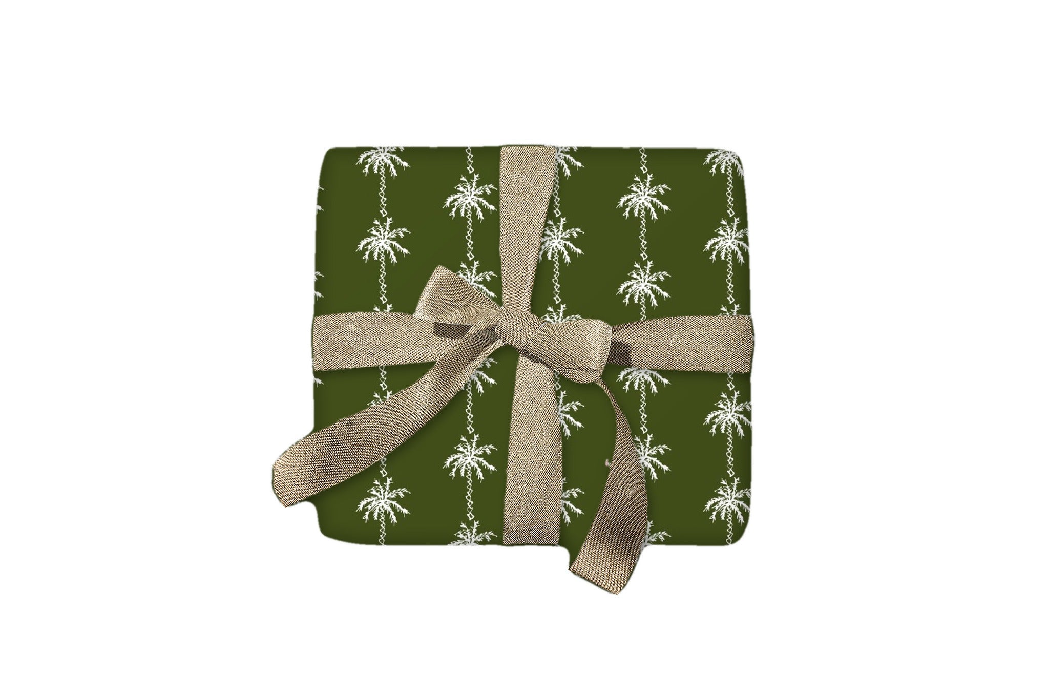 Palm Green wrapping paper on a gift box