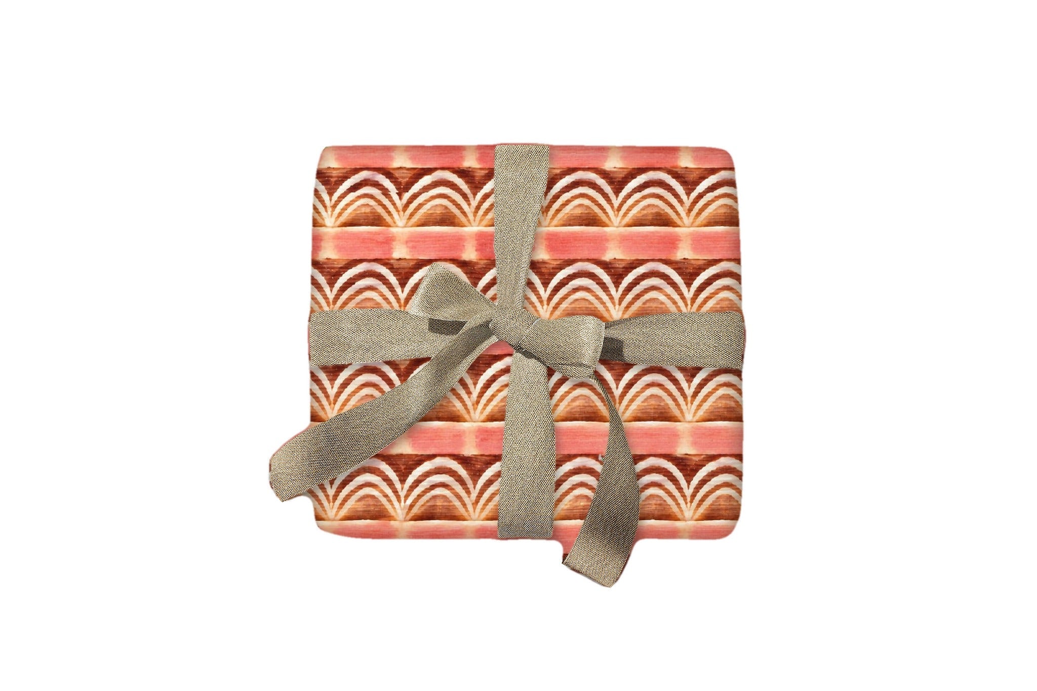 Scallop Arches wrapping paper on a gift box