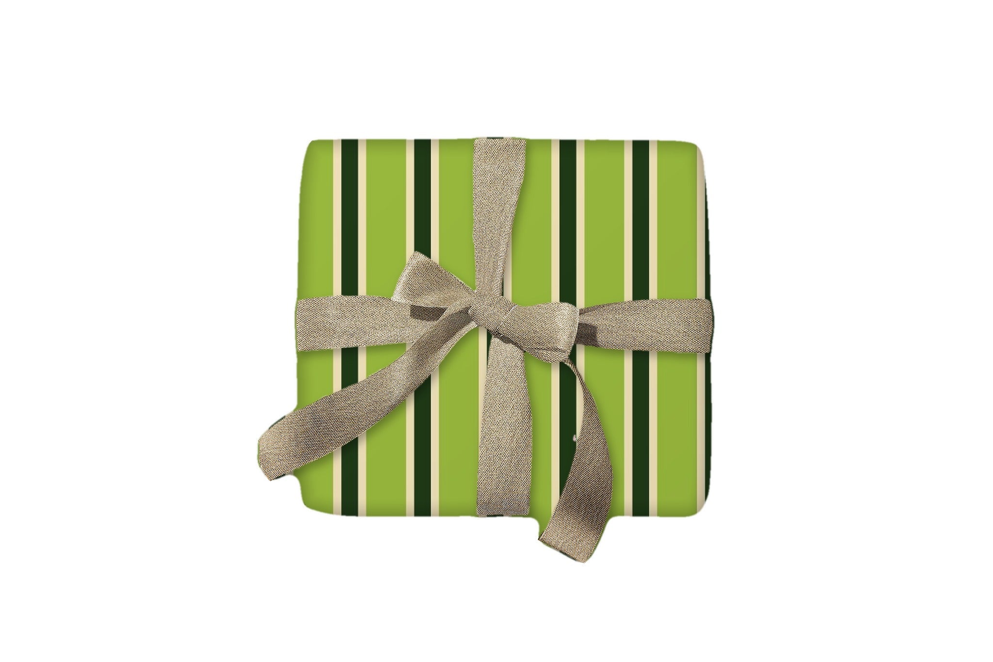 Stripe Lime wrapping paper on a gift box