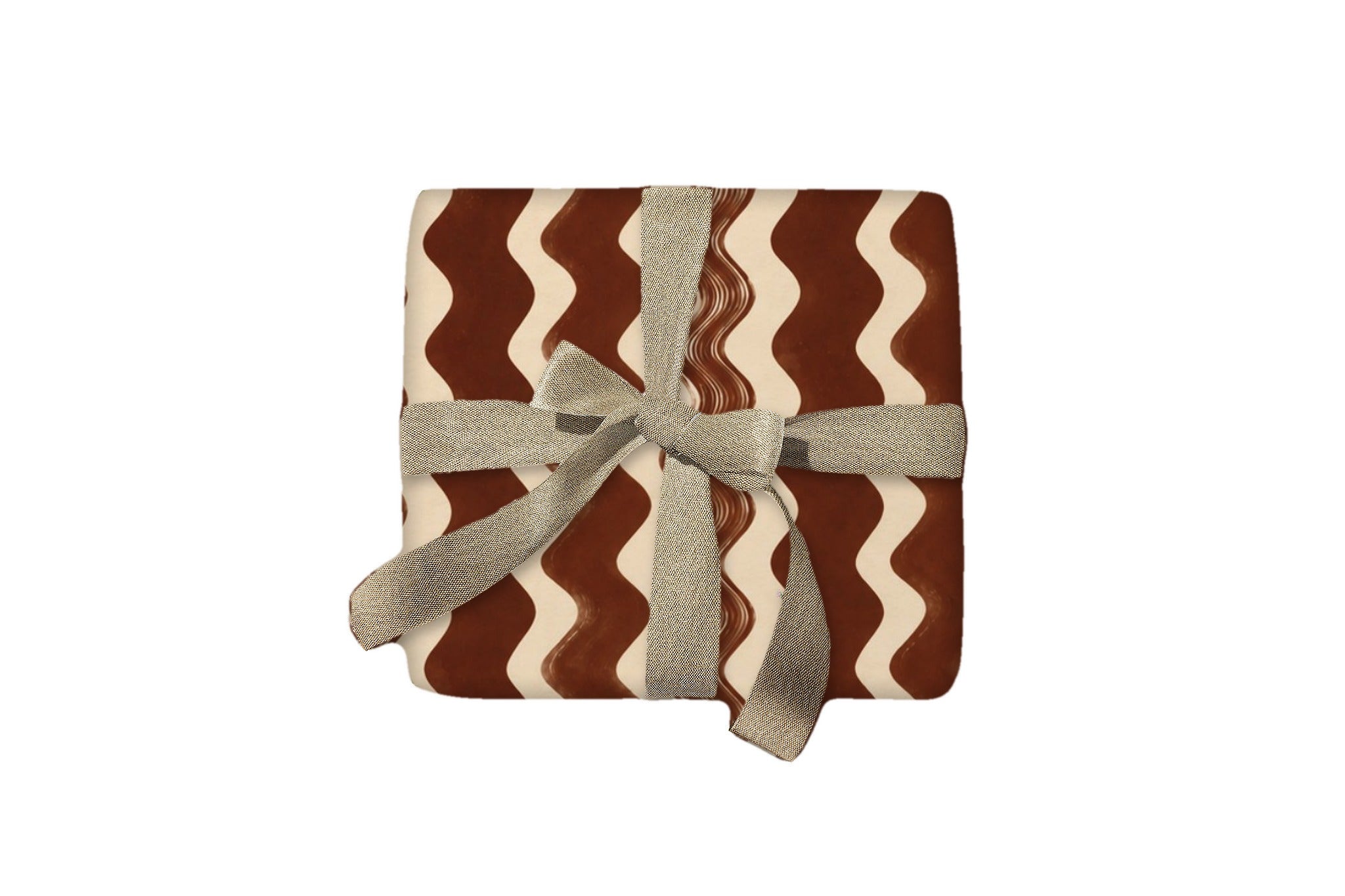 Wavy Stripe Brown wrapping paper on a gift box